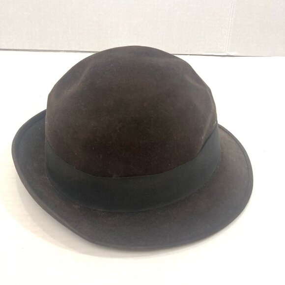 Vintage Richman Steins Fedora Hat Brown 7 3/8 Inch Velour Bow 11856 - Picture 5 of 14